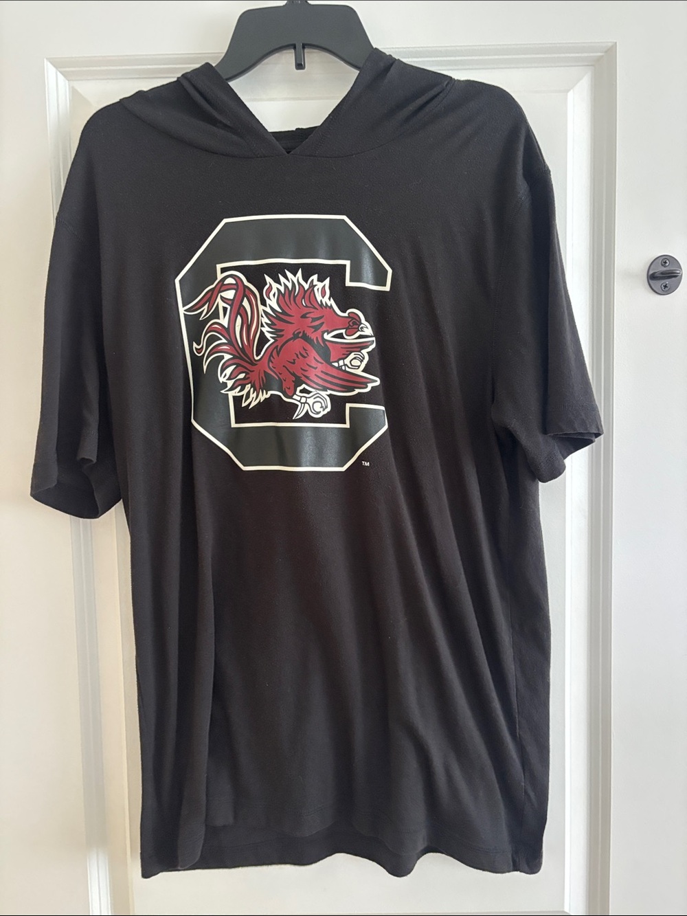 Fanatics Black Hoodie Tee with Red Gamecock Graphic